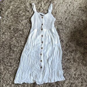 Jessica Simpson Women’s Large White Smocked Button-Down Backless Tie Dress